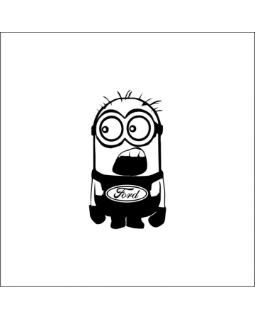 Marci auto - Sticker Ford Minion, Alb, 10 cm