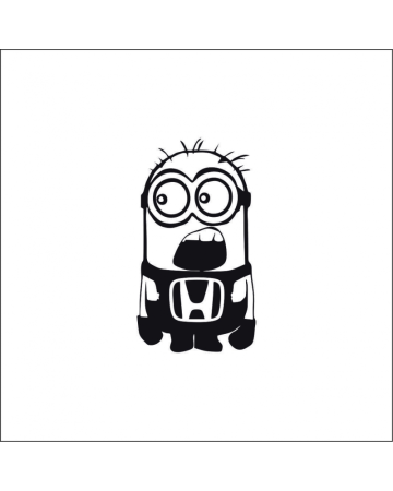 Marci auto - Sticker Honda Minion, Alb, 10 cm