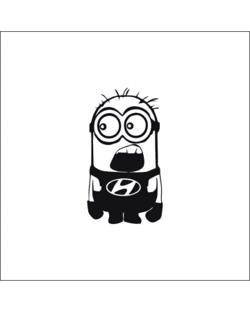 Marci auto - Sticker Hyundai Minion, Alb, 10 cm
