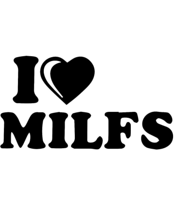 18+ sticker - Sticker I Love Milfs, Alb, 10 cm