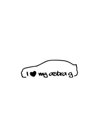 Opel - Sticker I love My Astra G, Alb, 10 cm