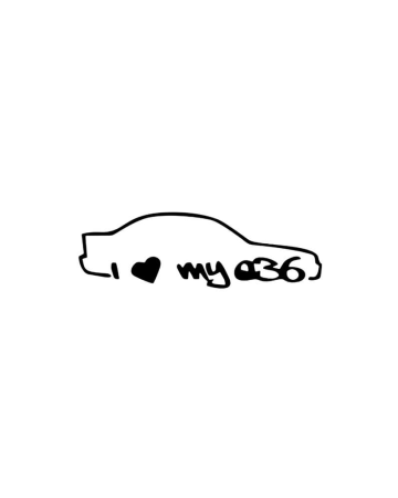 BMW - Sticker I love My E36, Alb, 10 cm