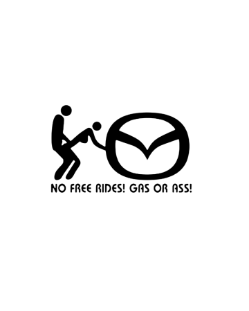 Mazda - Sticker Mazda No Free Rides, Alb, 10 cm