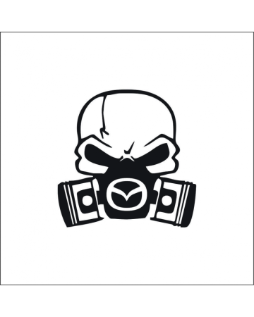 Marci auto - Sticker Mazda Skull, Alb, 10 cm