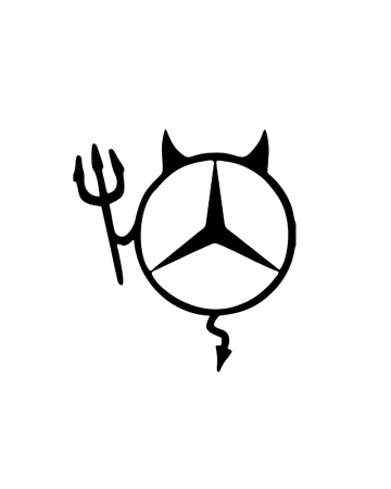 Marci auto - Sticker Mercedes Evil, Alb, 10 cm