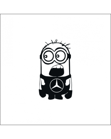 Marci auto - Sticker Mercedes Minion, Alb, 10 cm