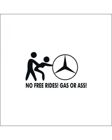 Marci auto - Sticker Mercedes No Free Rides, Alb, 10 cm