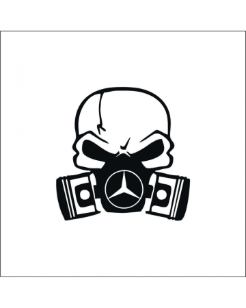 Marci auto - Sticker Mercedes Skull, Alb, 10 cm