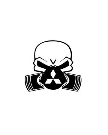 Alte marci - Sticker Mitsubishi Skull, Alb, 10 cm