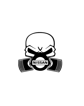 Alte marci - Sticker Nissan Skull, Alb, 10 cm