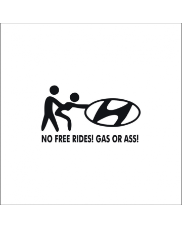 Marci auto - Sticker No Free Rides Hyundai, Alb, 10 cm