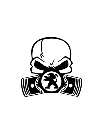 Peugeot - Sticker Peugeot Skull 2, Alb, 10 cm