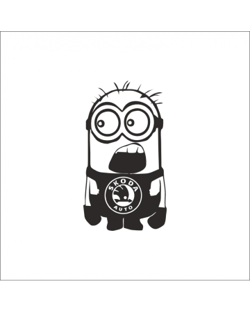 Skoda - Sticker Skoda Minion, Alb, 10 cm