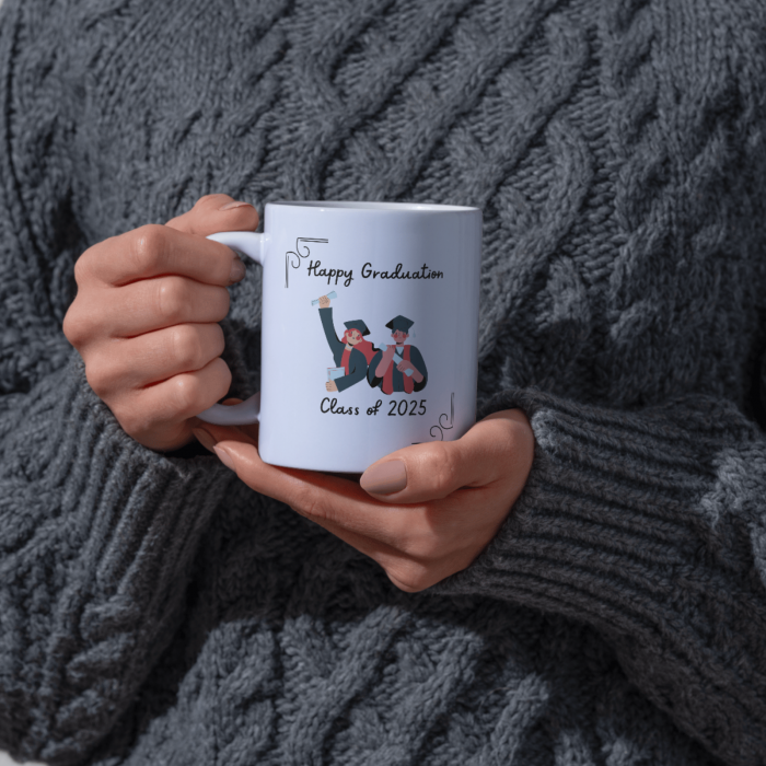 Cană termosensibilă personalizată happy graduation  – neagră la rece, colorată la cald [3]