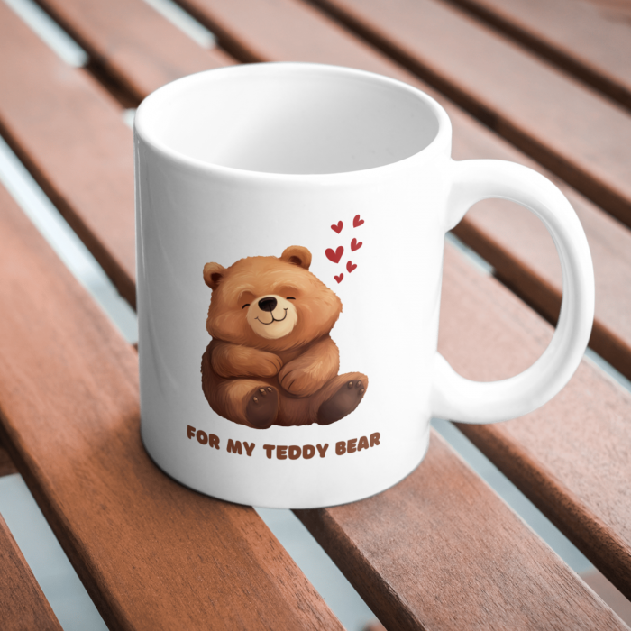 Cana termosensibilă personalizată pentru ziua îndrăgostiților ursulețul Teddy – neagră la rece, colorată la cald [2]