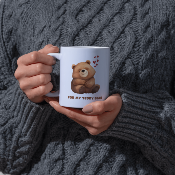 Cana termosensibilă personalizată pentru ziua îndrăgostiților ursulețul Teddy – neagră la rece, colorată la cald [3]