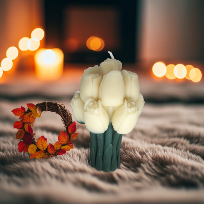 lumanare parfumata buchet flori decor cadou elegant handmade [5]