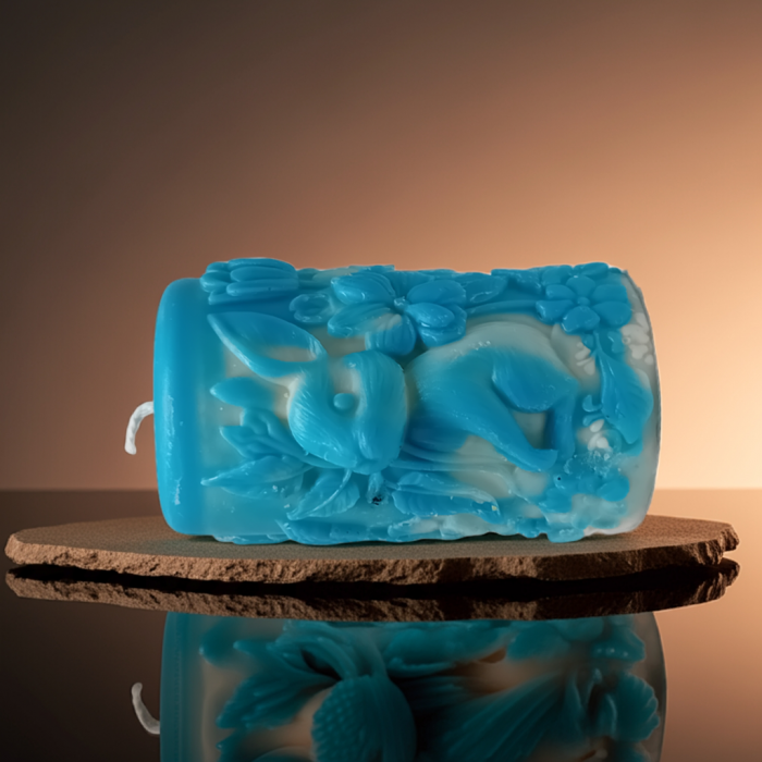 lumanare parfumata iepuras cu flori 230g cadou handmade [4]