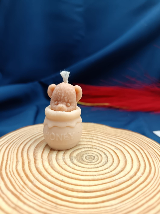 lumânare ursuleț borcan miere – mărturie botez handmade [2]