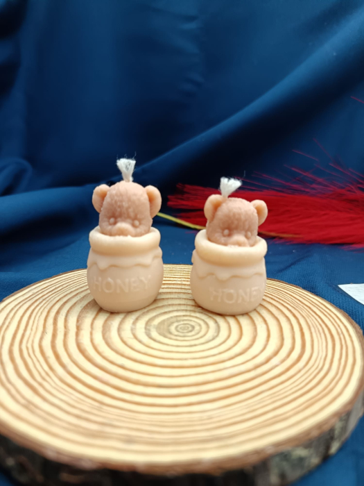 lumânare ursuleț borcan miere – mărturie botez handmade [3]
