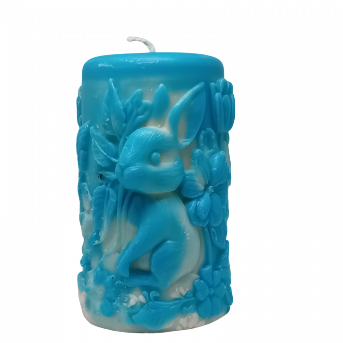 lumanare parfumata iepuras cu flori 230g cadou handmade [2]