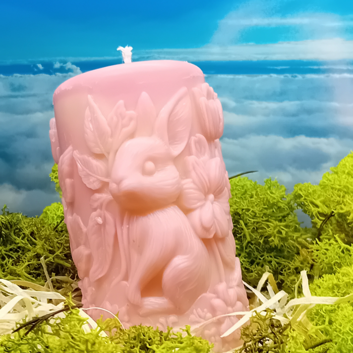 lumanare parfumata iepuras cu flori 230g cadou handmade [3]