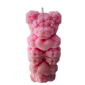 lumânare ursuleț trandafiri inimă – cadou și mărturie botez handmade ceară naturală [2]