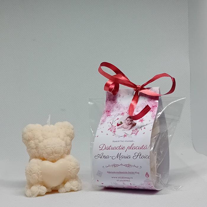 Marturie Botez Ursulet De Trandafiri Model Pink Roses Fetita [1]