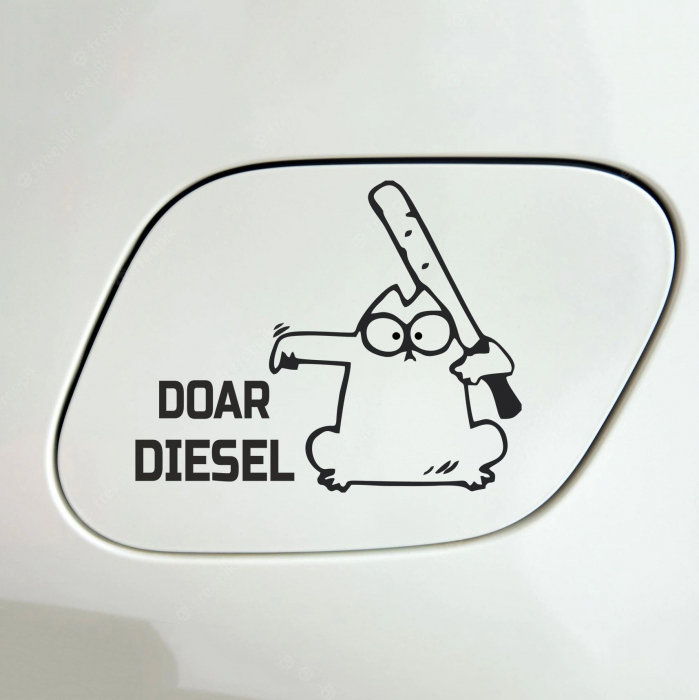 Sticker auto clapeta rezervor – text Doar Diesel [2]
