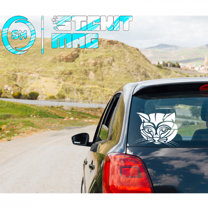 Sticker auto „Pisică Față” – autocolant drăgălaș pentru iubitorii de feline [4]