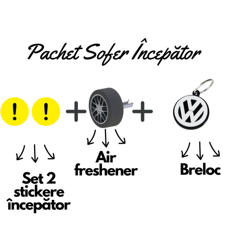 Cadouri pentru Șoferi - pachet-sofer-incepator-stickere-breloc-odorizant-roata-3d