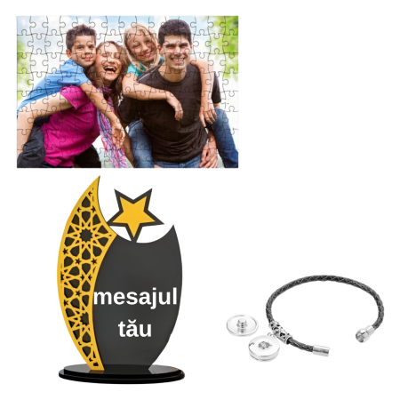 Cadouri pentru Absolvenți - cadou-absolvire-puzzle-poza-trofeu-bratara-piele-pandantiv.webp