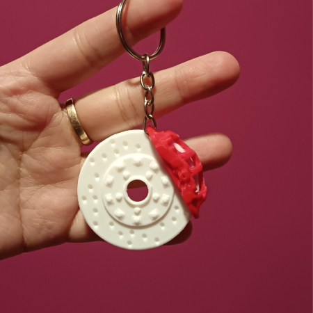 Brelocuri Personalizate - breloc-disc-frana-alb-etrier-rosu-auto-3d-chei