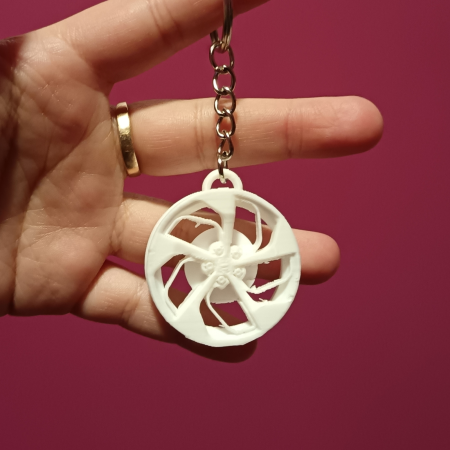 Brelocuri Personalizate - breloc-janta-5-spite-alb-agatatoare-metalica