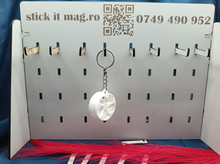 Brelocuri Personalizate - breloc-janta-5-spite-alb-agatatoare-metalica