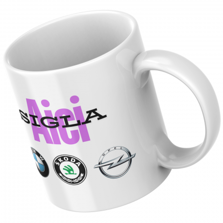 Cadouri Paste - Cana termosensibilă personalizată Logo mașină  – neagră la rece, colorată la cald
