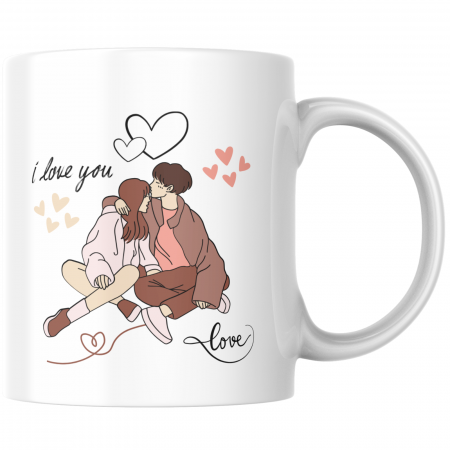 Valentine's Day - Cana termosensibilă personalizată valentines day i love you – neagră la rece, colorată la cald