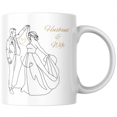 Valentine's Day - Cana termosensibilă personalizată husband & wife  – neagră la rece, colorată la cald