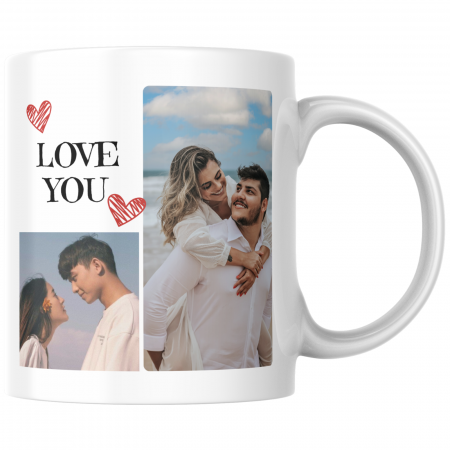 Cana termosensibilă personalizată 4 fotografi și nume  – neagră la rece, colorată la cald [1]