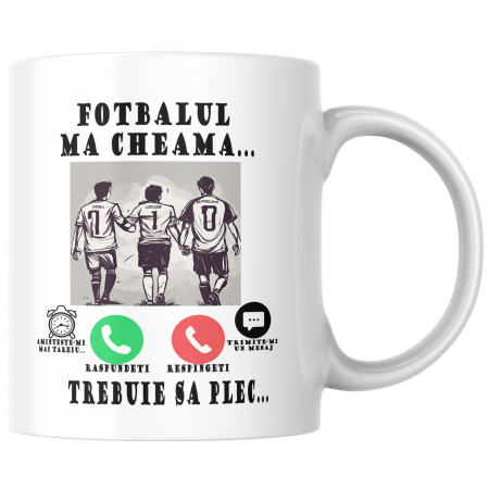 Valentine's Day - Cana termosensibilă personalizată Fotbalul mă cheamă  – neagră la rece, colorată la cald