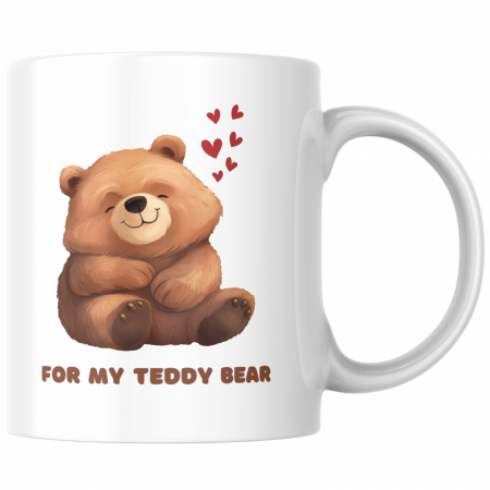 Căni - Cana termosensibilă personalizată pentru ziua îndrăgostiților ursulețul Teddy – neagră la rece, colorată la cald