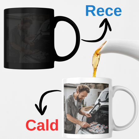 Căni - Cana termosensibilă personalizată cu poză – neagră la rece, colorată la cald