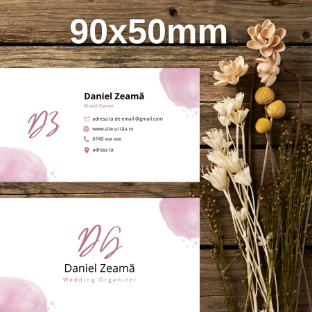 Cărți de vizită - carte-vizita-model-6-alb-roz-organizator-nunti
