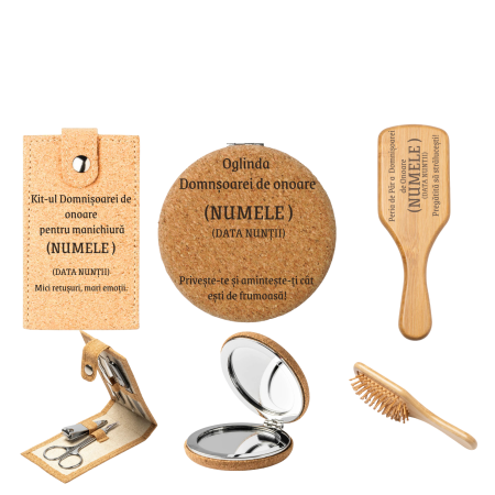 Accesorii Personalizate pentru Ședința Foto de Nuntă - kit-urgenta-personalizat-domnisoara-de-onoare-perie-bambus-oglinda-pluta-set-manichiura-cu-nume-si-data-nuntii.webp