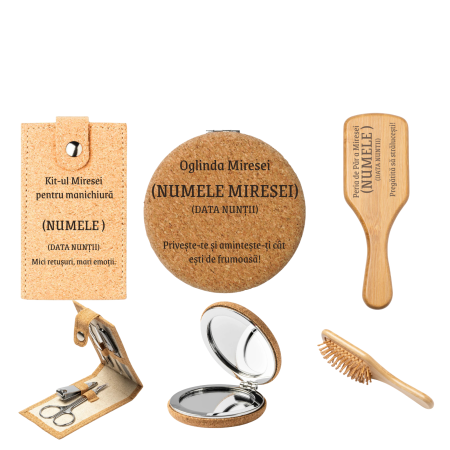 Accesorii Personalizate pentru Ședința Foto de Nuntă - kit-urgenta-personalizat-nasa-perie-bambus-oglinda-pluta-set-manichiura-cu-nume-si-data-nuntii.webp