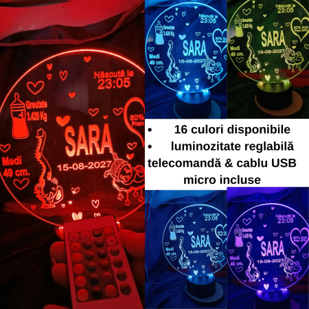 Lampă 3D - lampa-3d-personalizata-nou-nascut-bebe