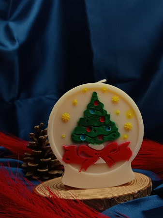 Lumânări de Crăciun Cadouri și Decor - lumanare-parfumata-craciun-brad-mare-fundita-rosie-stelute-handmade-170g.jpg