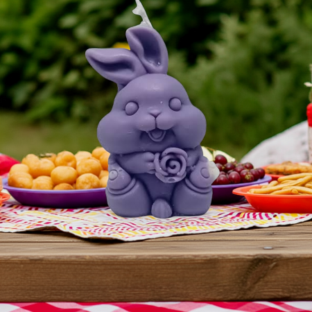 Lumânări Parfumate Animăluțe - lumanare parfumata iepuras floare 75g decor paste handmade