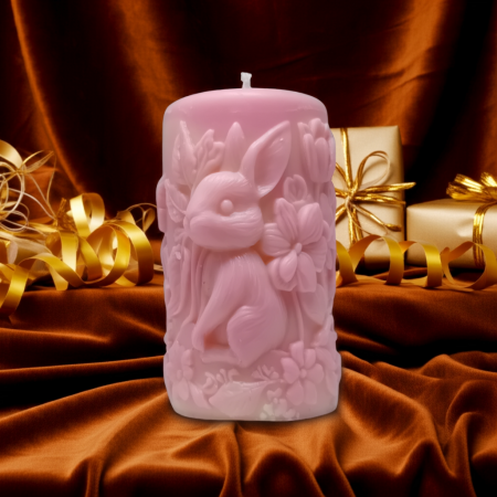 lumanare parfumata iepuras cu flori 230g cadou handmade [5]