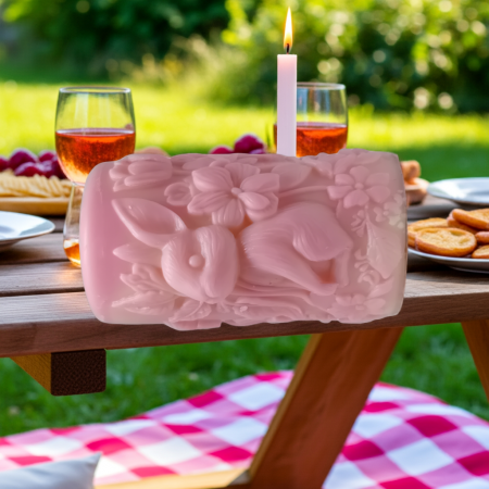 lumanare parfumata iepuras cu flori 230g cadou handmade [4]